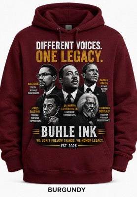 Deep Burgundy Different Voices Hoodie premium heavyweight streetwear pullover by Buhle Ink Apparel.leaders.