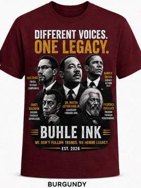 Burgundy Different Voices Hoodie premium streetwear pullover by Buhle Ink Apparel.