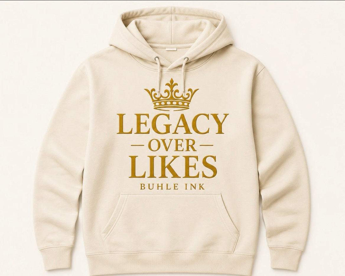 Legacy Over Likes Hoodie in cream with adjustable hood and relaxed fit, premium heavyweight fabric for warmth and style