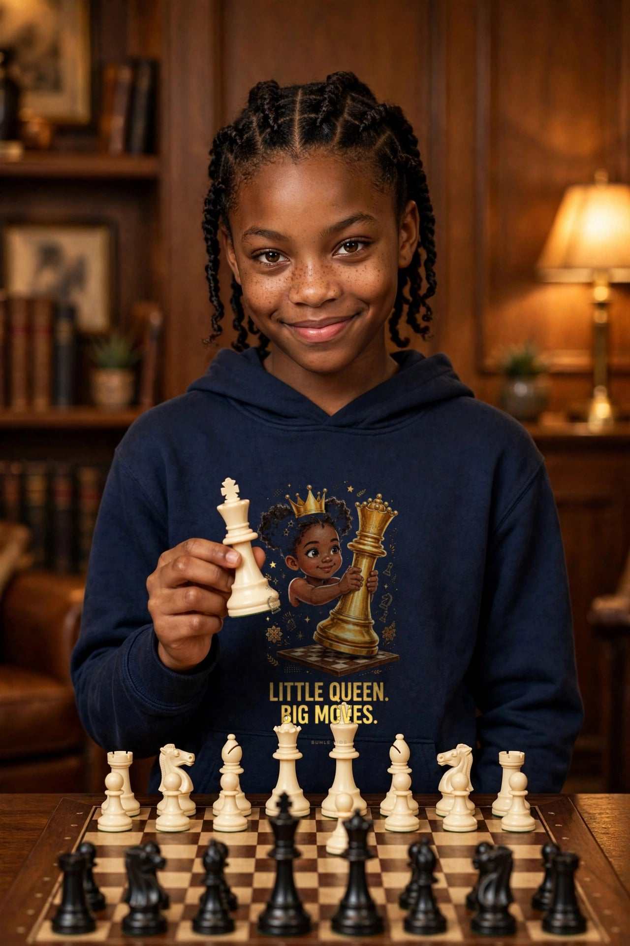 Buhle Kids Chess Queen Hoodie — Little Queen. Big Moves. — view 2