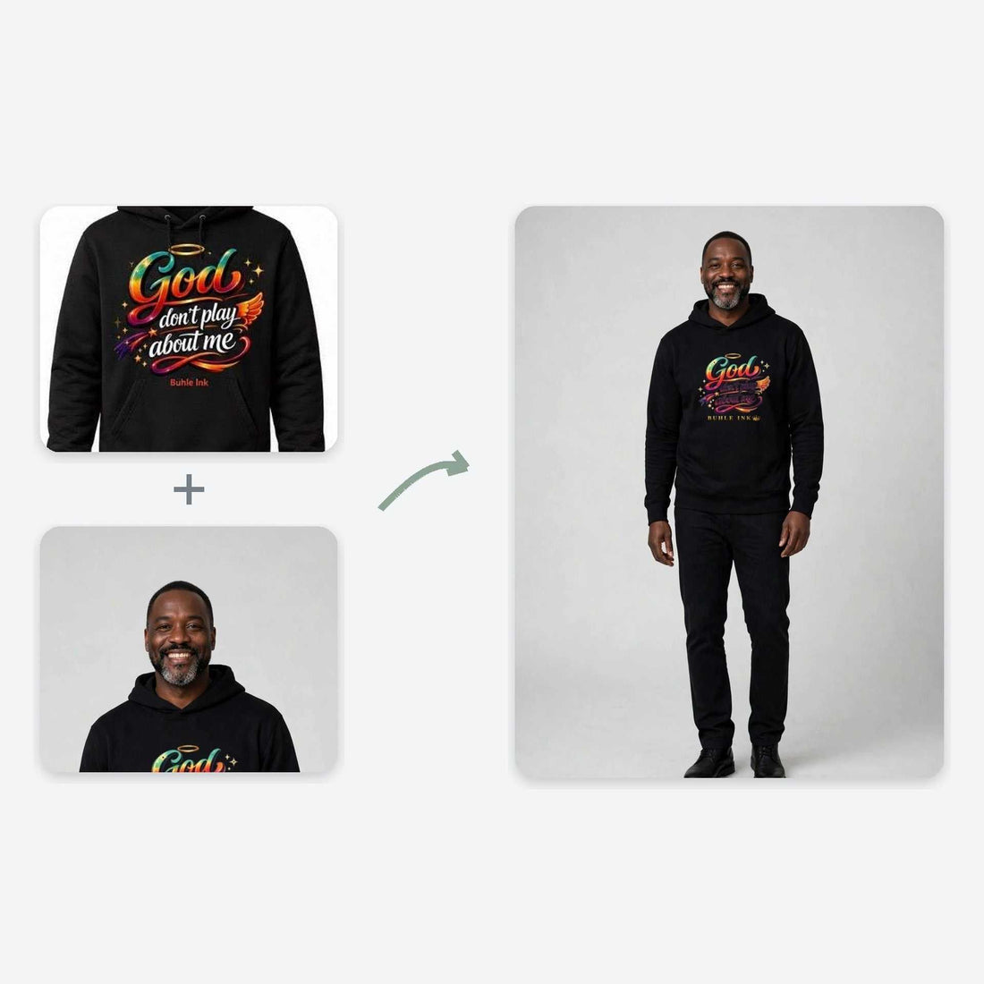 God Don't Play About Me Hoodie — from the hoodie, to the model, to you.