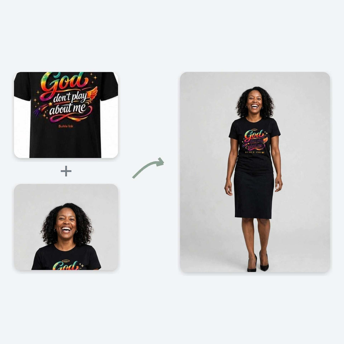 God Don't Play About Me Short Sleeve T-Shirt — from the shirt, to the model, to you.