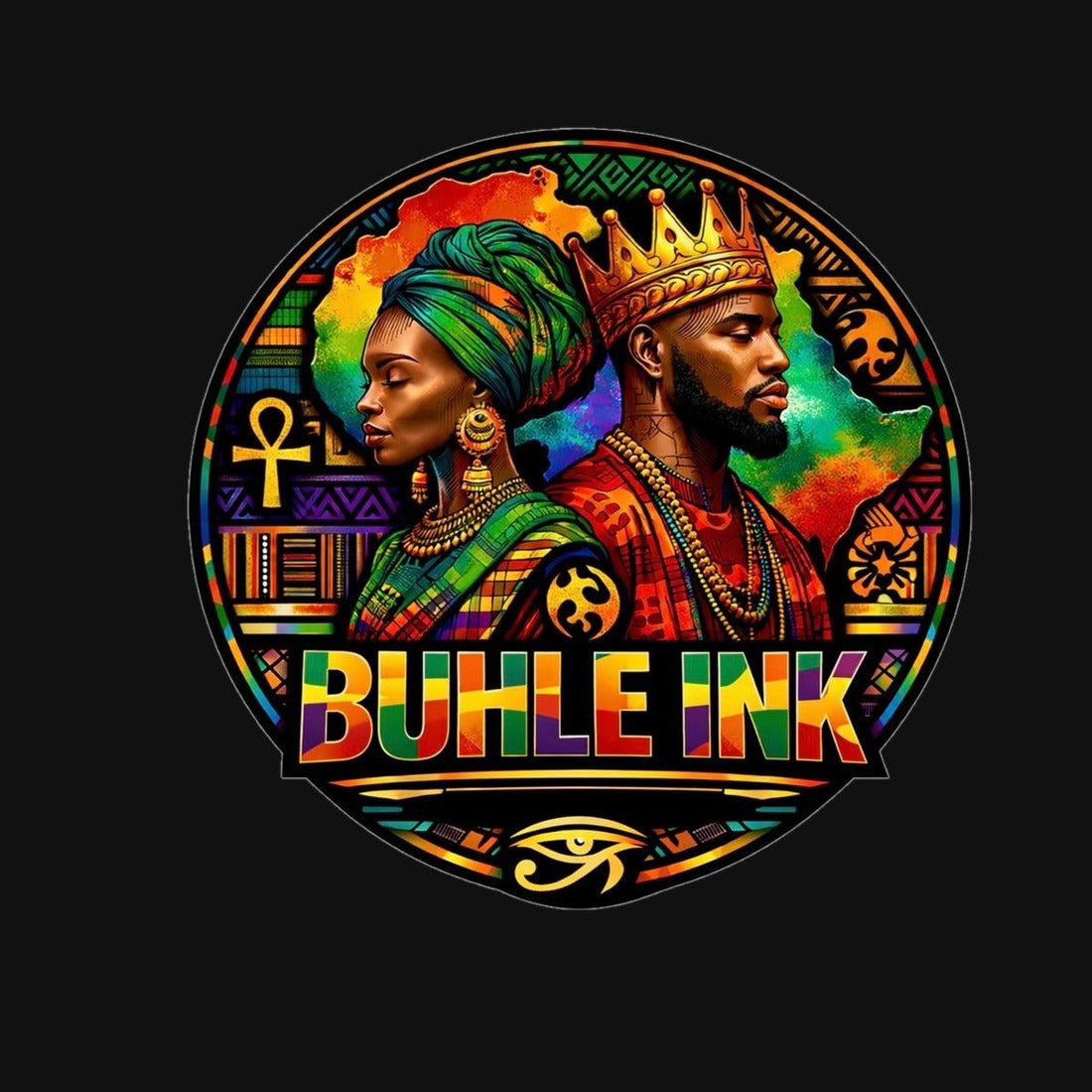 Buhle Ink King & Queen emblem design close-up