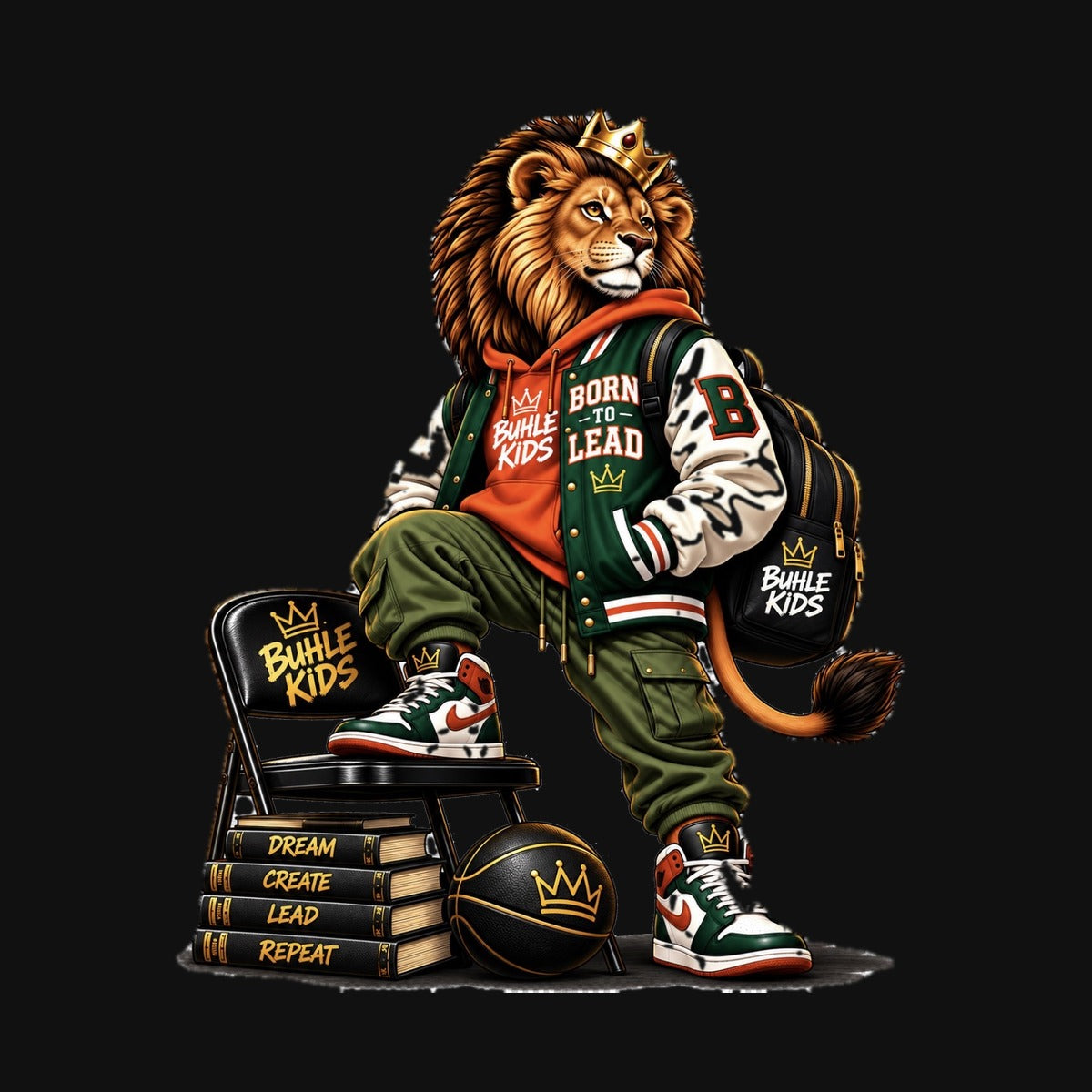 Buhle Kids Lion — Born To Lead design close-up