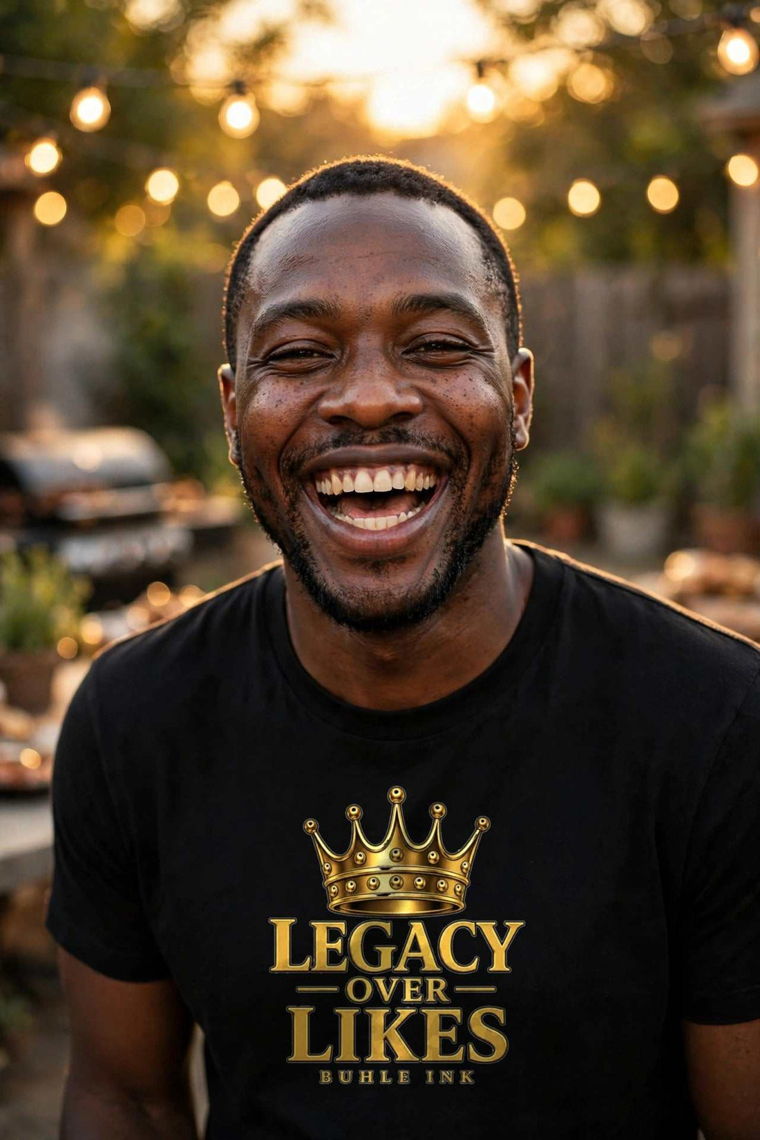 Legacy Over Likes T-Shirt on model - Model is 6'0" and wears size Large - Buhle Ink Apparel