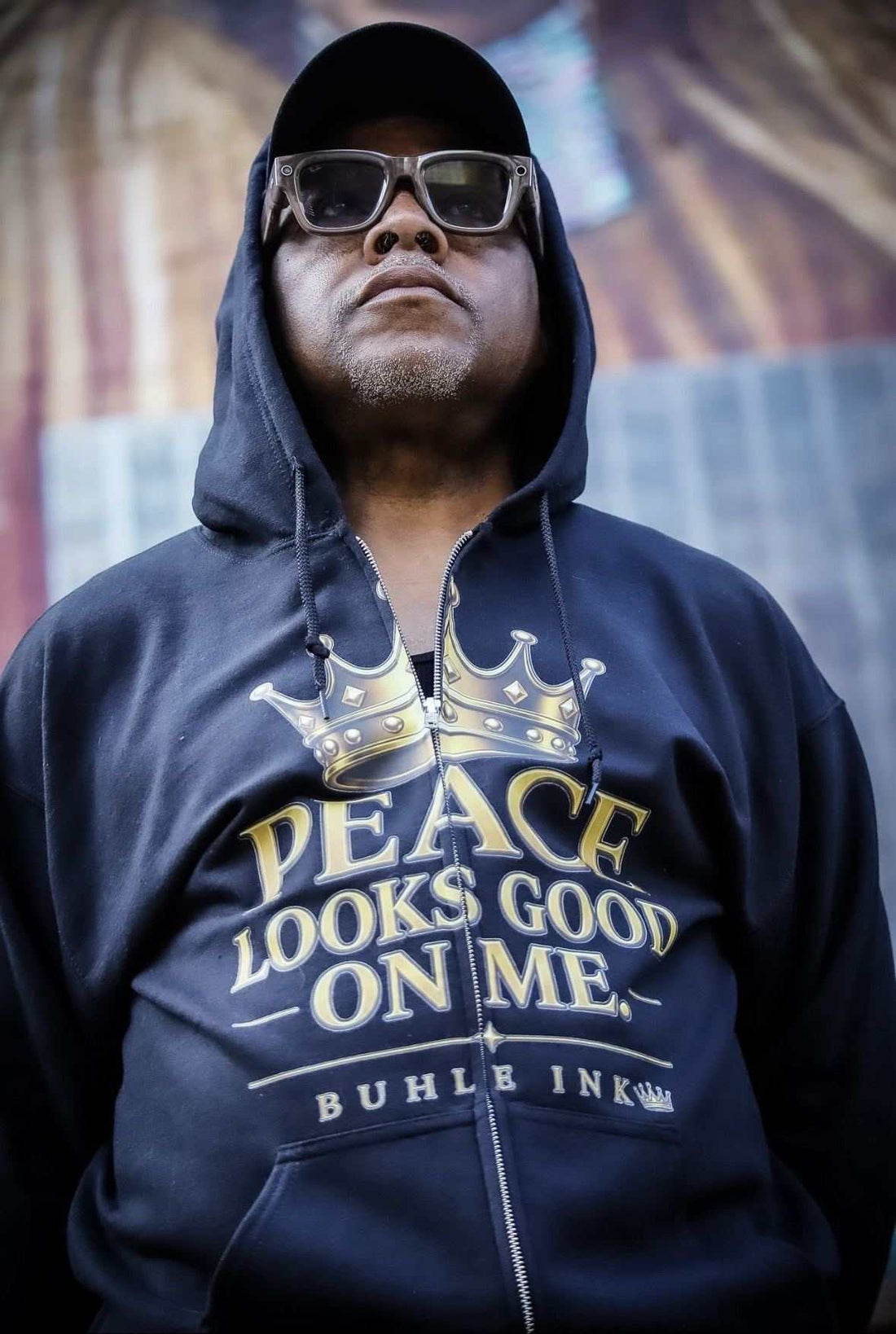 Peace Looks Good On Me Zip Up Hoodie Black - Buhle Ink Apparel